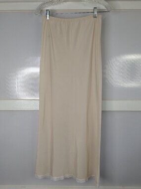 Vintage Farr West Skirt Maxi Half Slip Back Slit Lace Hem Cream White Size XS